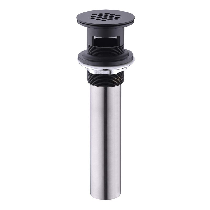 Delle Rosa Matte Black Bathroom Sink Drain Strainer,Grid Drain Strainer Assembly with Overflow for Bathroom Sink, Vessel Sink Drain Made of Brass - Image 1